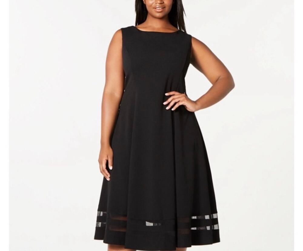 NWT Calvin Klein Women's Plus Fit Flare Illusion Midi Dress Size 18W